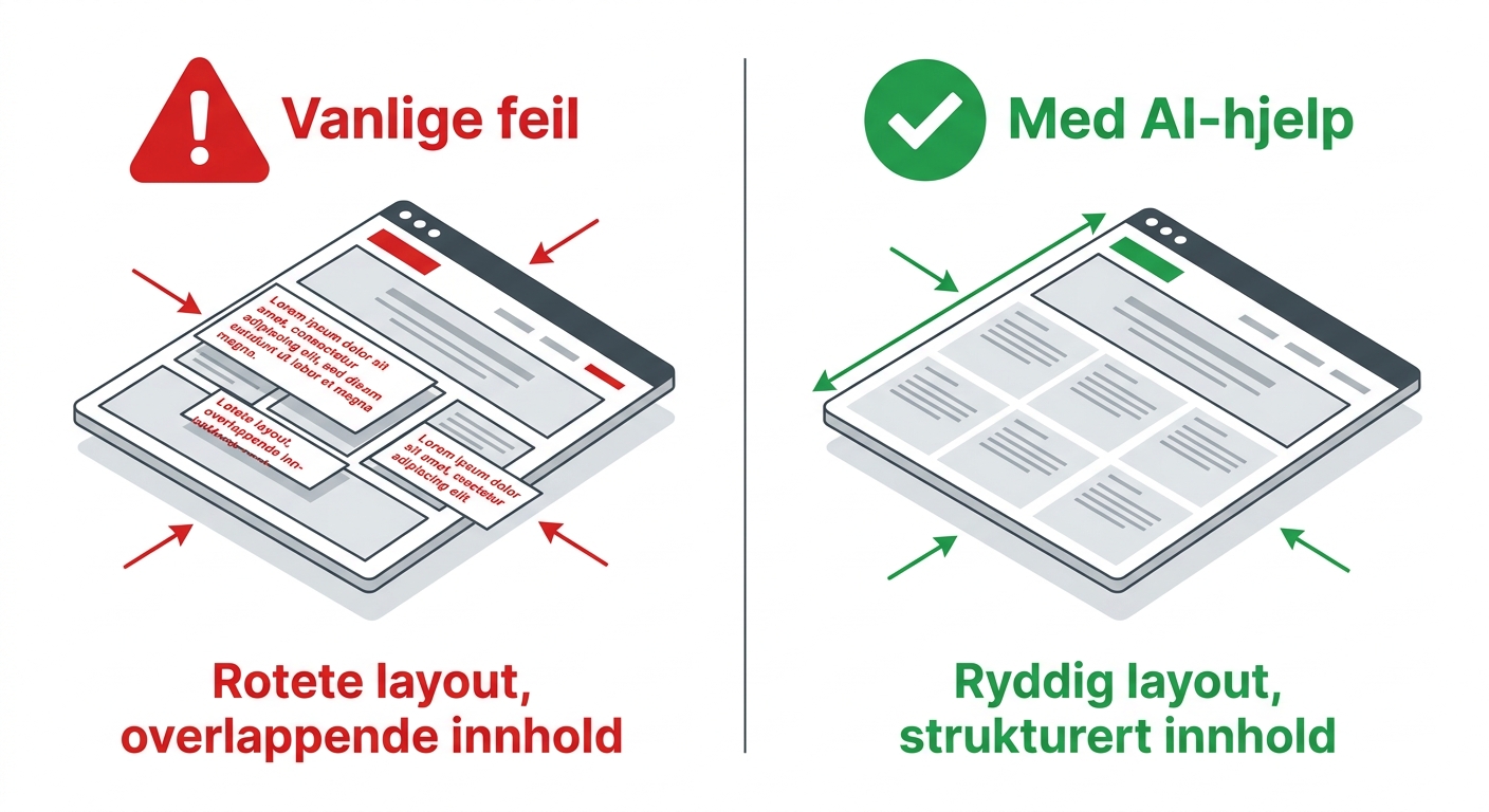 hjemmeside – Vanlige fallgruver når du lager hjemmeside selv (og hvordan AI hjelper)
