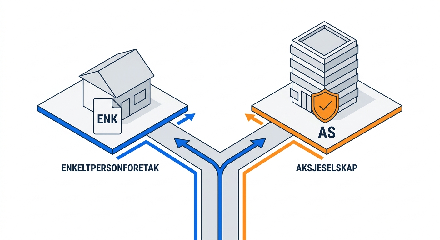 starte bedrift – Aksjeselskap (AS) eller enkeltpersonforetak (ENK): Hva er riktig for deg?